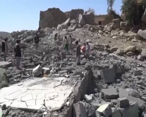 صعدة _قصف منازل المواطنين ومركز صحي بمنطقة الأشراف مديرية ساقين.1